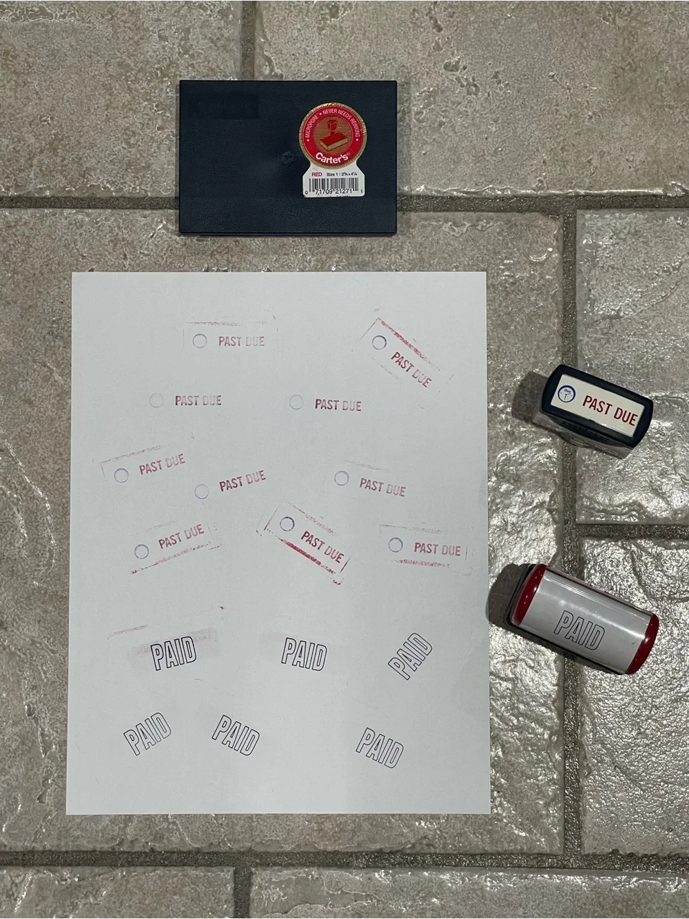 Red and Black Office Bundle Self-Inking Office Stamp Set With ink pad